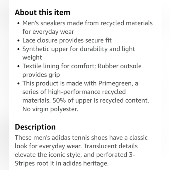 ADIDAS Advantage Eco Sneakers Primegreen Perforated 3 Stripes Men's 13 VGUC - Picture 2 of 11